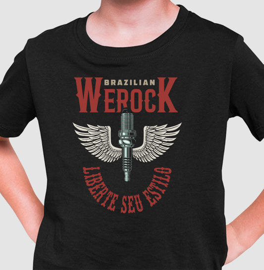 camiseta infantil werock motorcycle wings