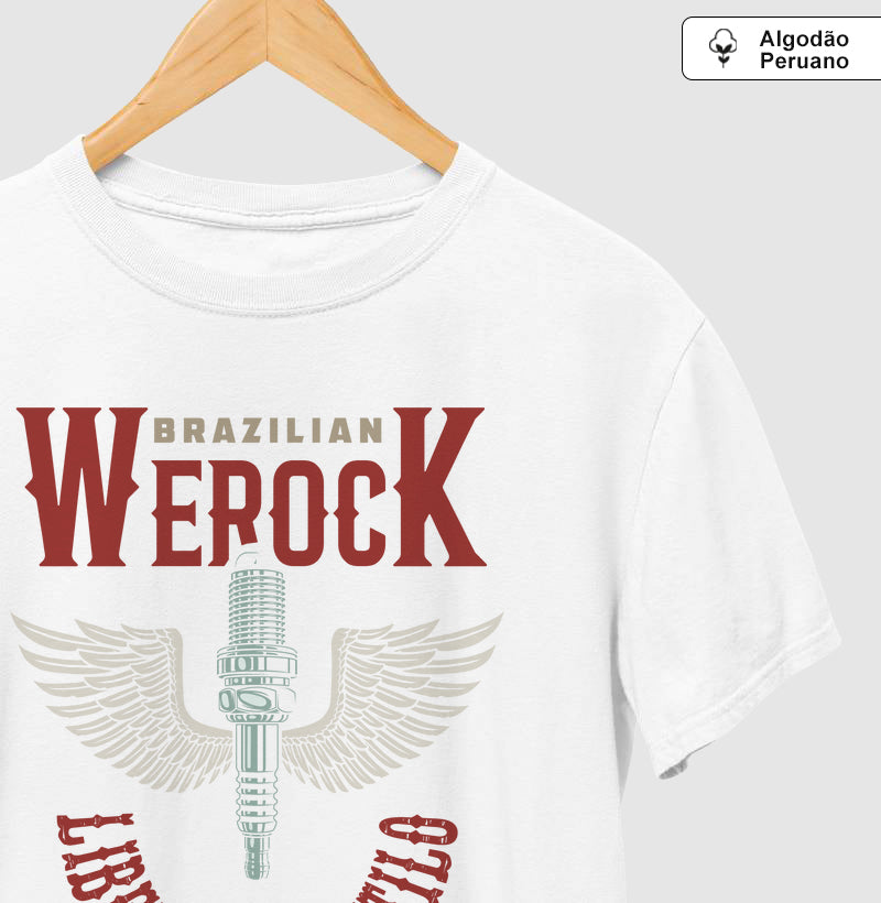 camiseta algodão peruano werock motorcycle wings masculina
