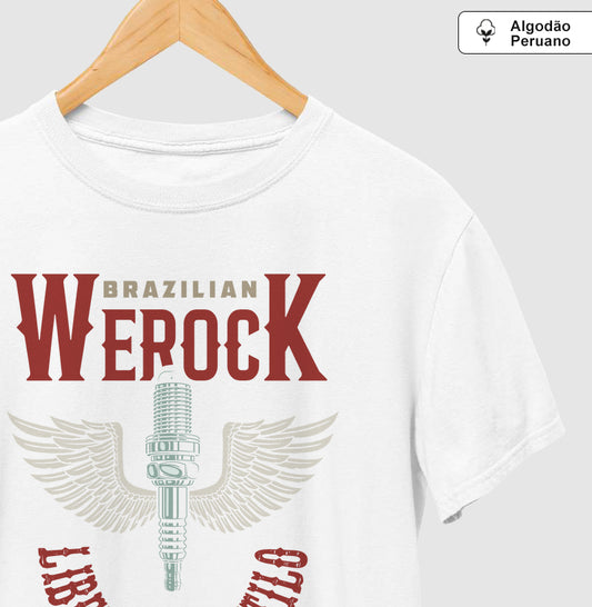 camiseta algodão peruano werock motorcycle wings masculina