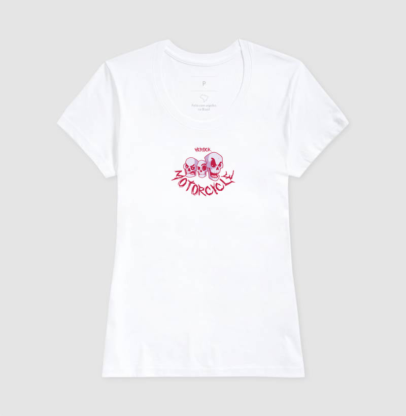 camiseta werock motorcycle skulls feminina