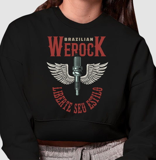 cropped moletom werock motorcycle wings