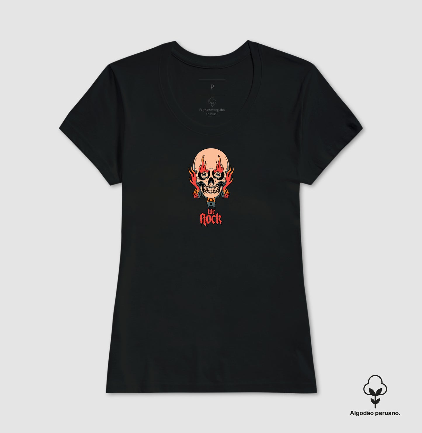 camiseta algodão peruano werock dados feminina