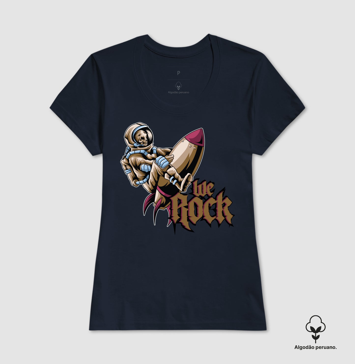 camiseta algodão peruano werock rocket feminina