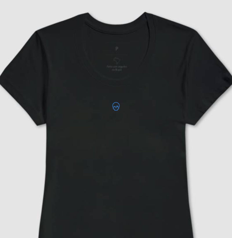 camiseta werock skull logo blue feminina