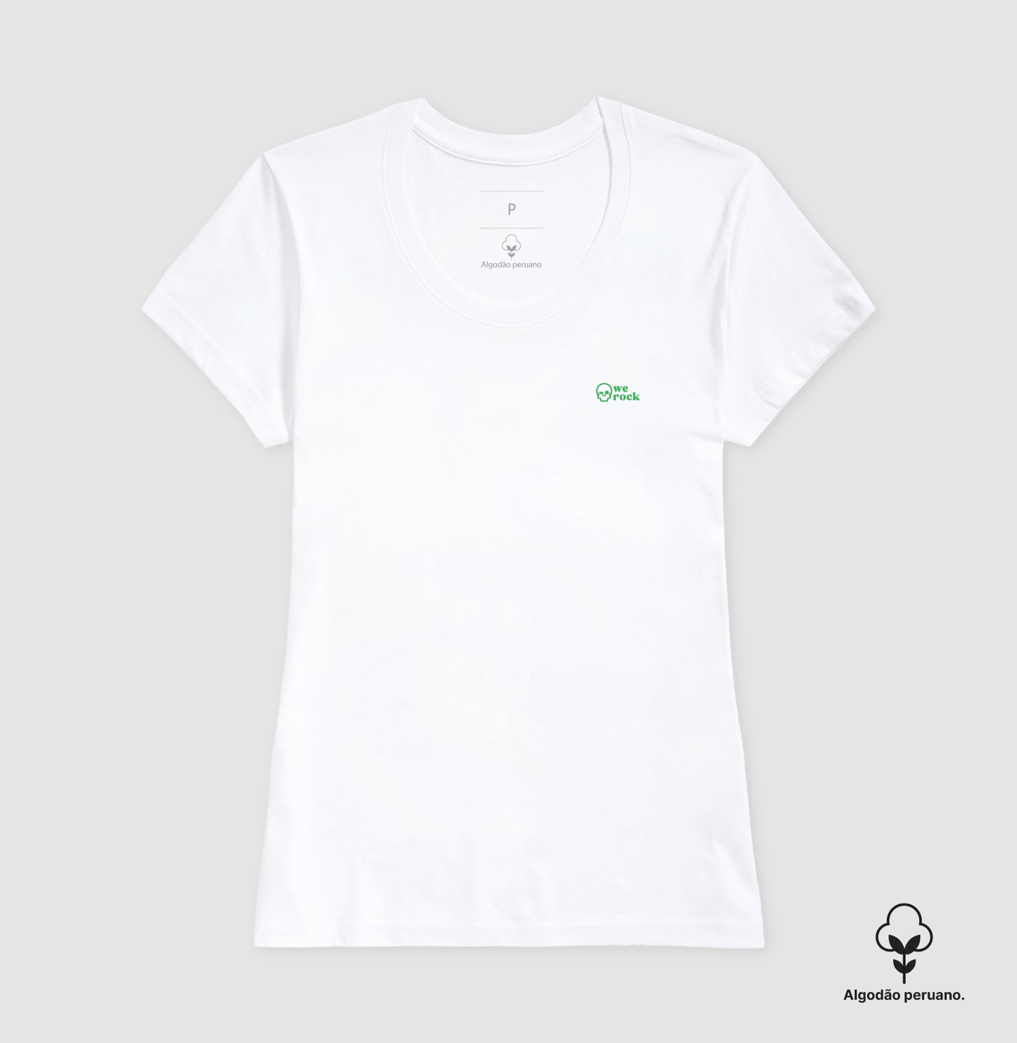 camiseta algodão peruano werock skull green feminina