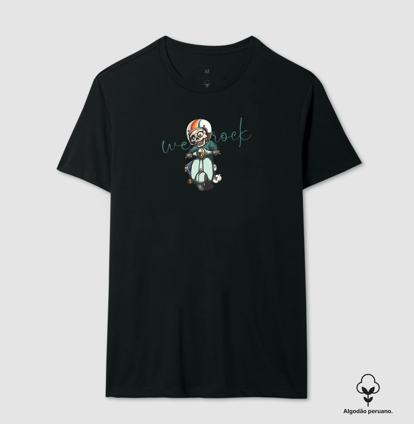 camiseta algodão peruano werock vespa skull masculino