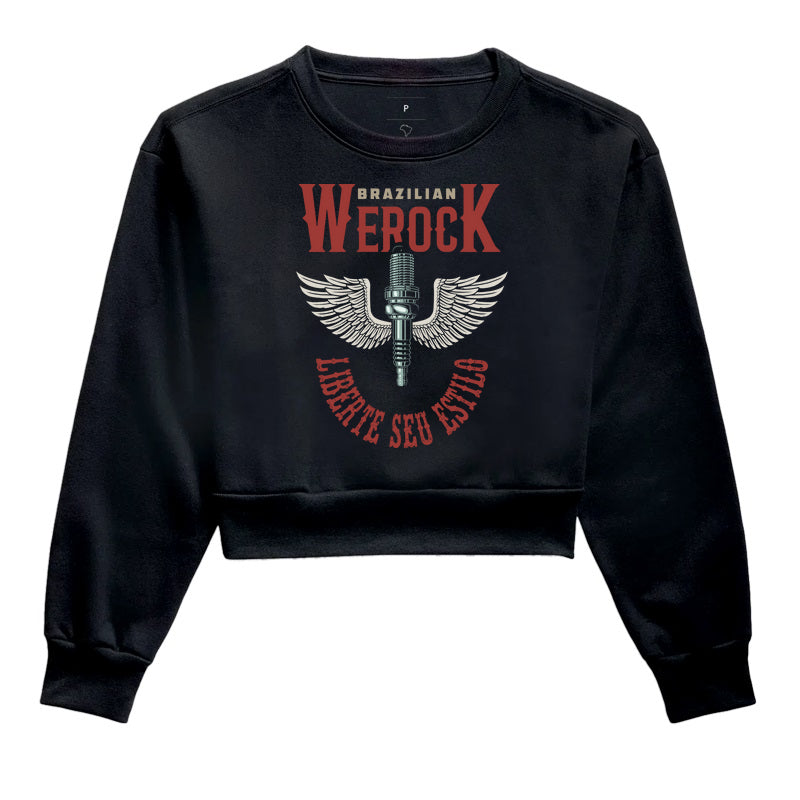 cropped moletom werock motorcycle wings