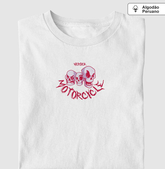 camiseta algodão peruano werock motorcycle skulls masculina