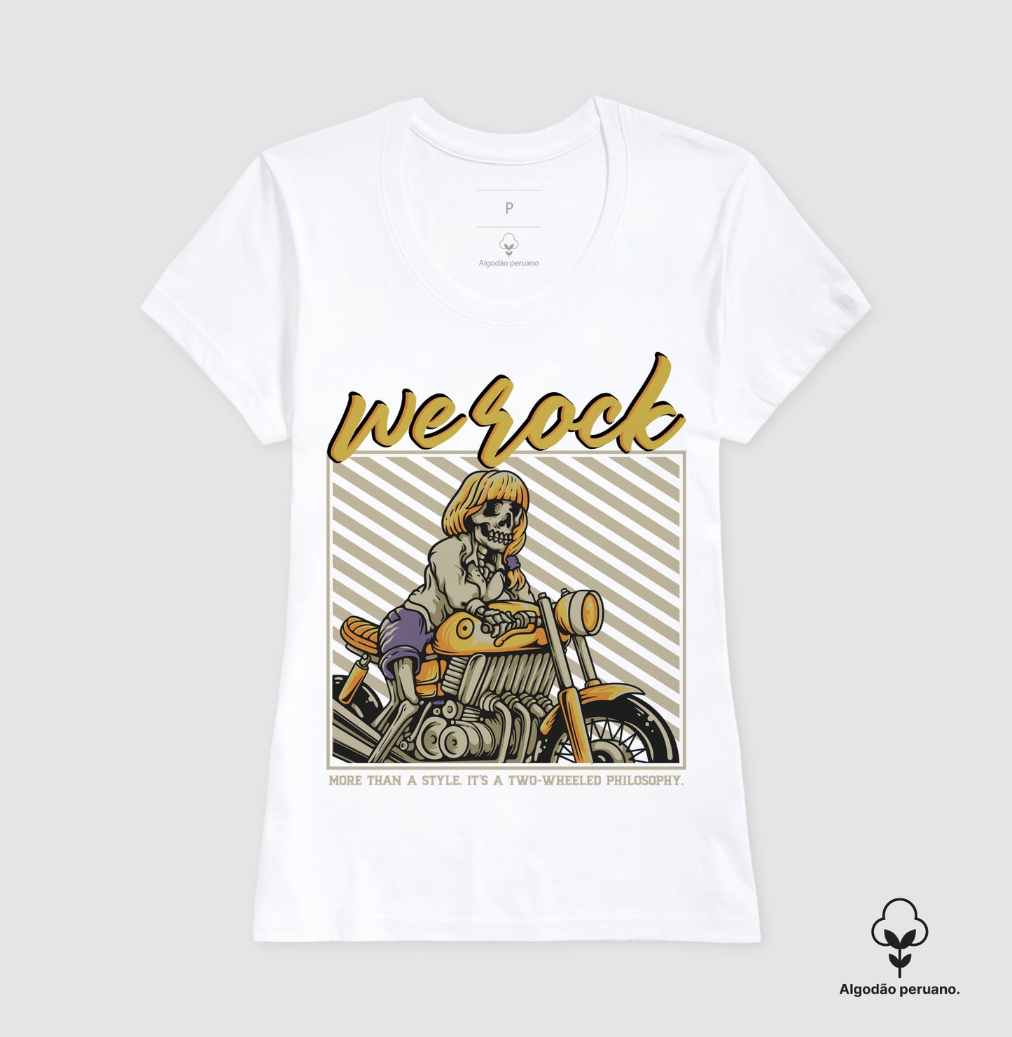 camiseta algodão peruano werock girl motorcycle feminina