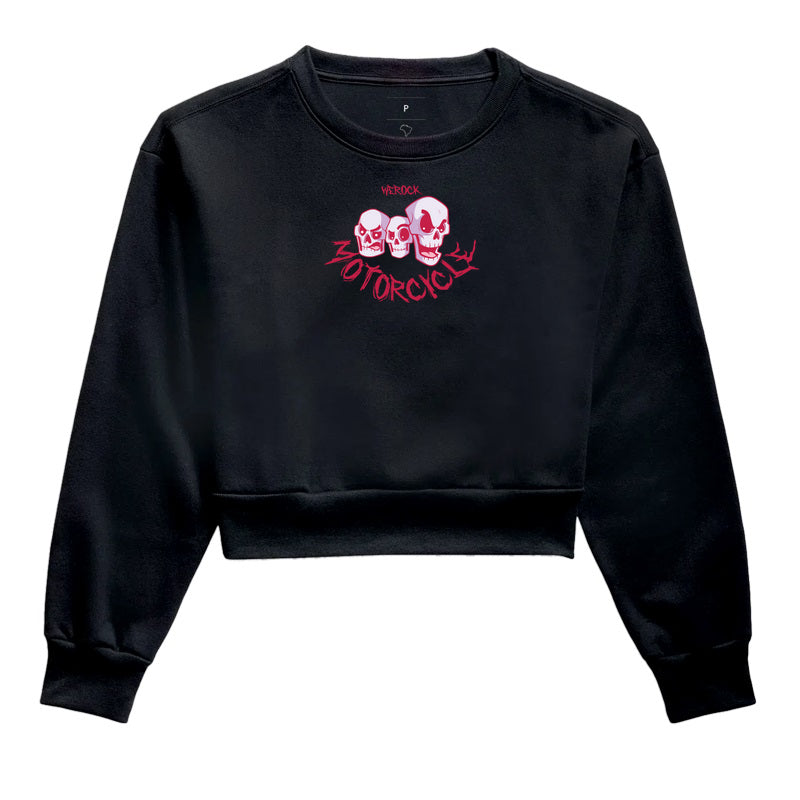 cropped moletom werock motorcycle skulls