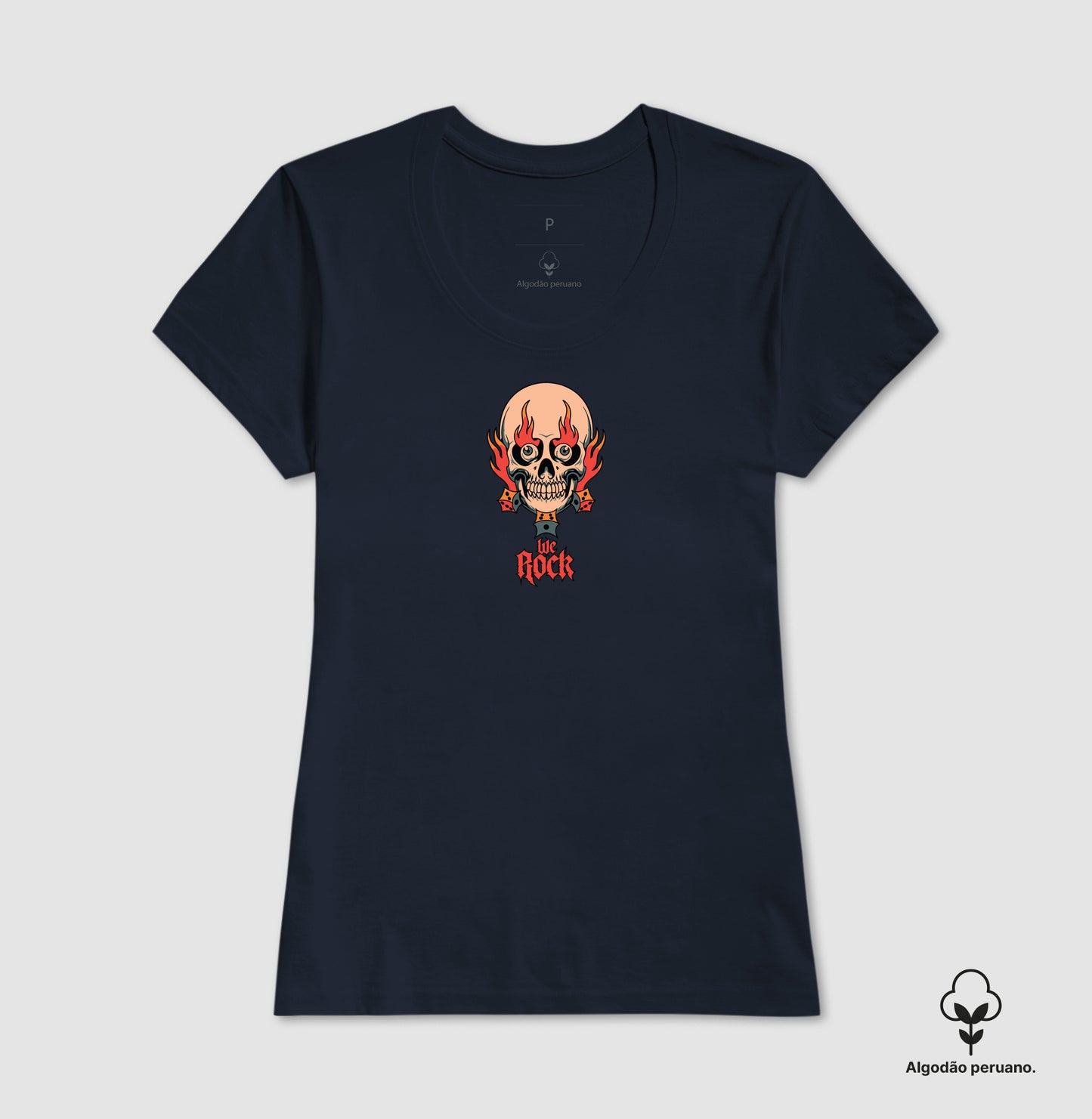 camiseta algodão peruano werock dados feminina