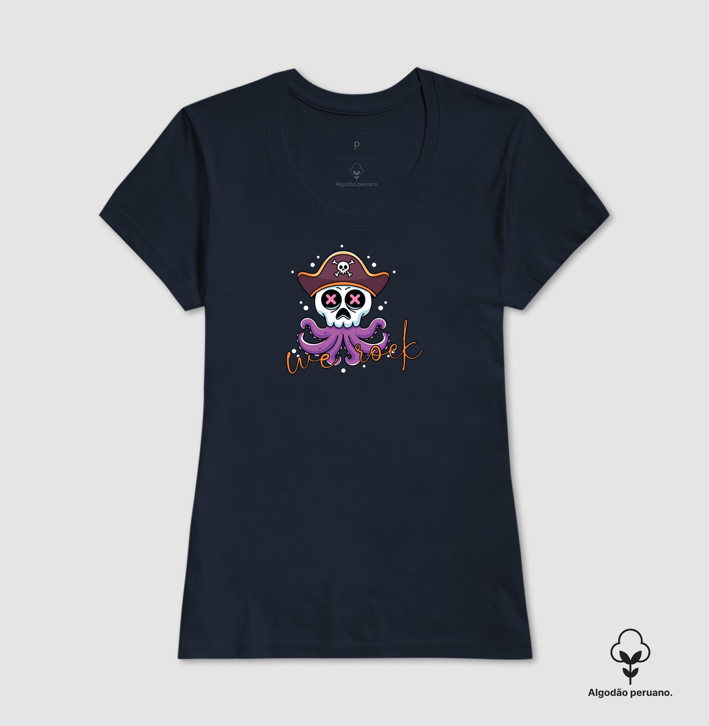 camiseta algodão peruano werock squid feminina