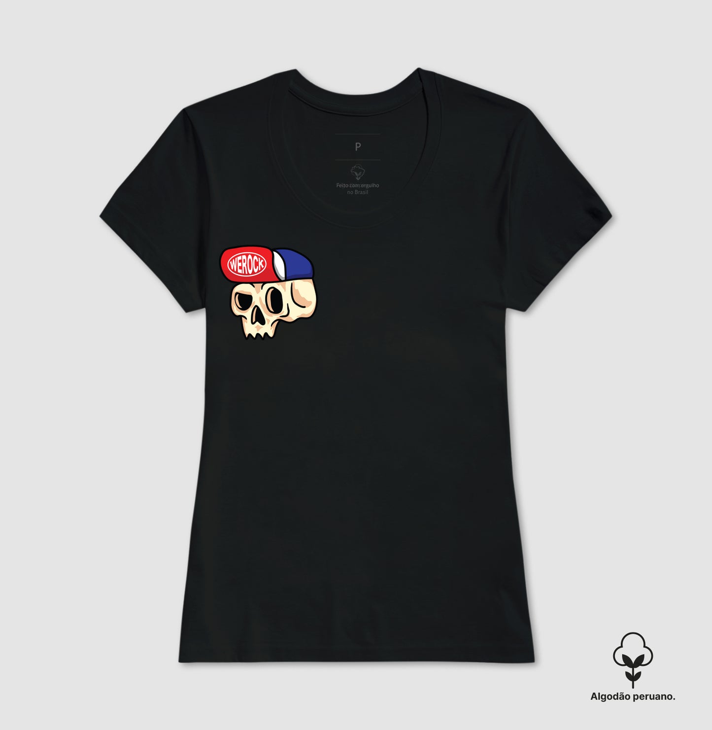 camiseta algodão peruano werock cap feminina
