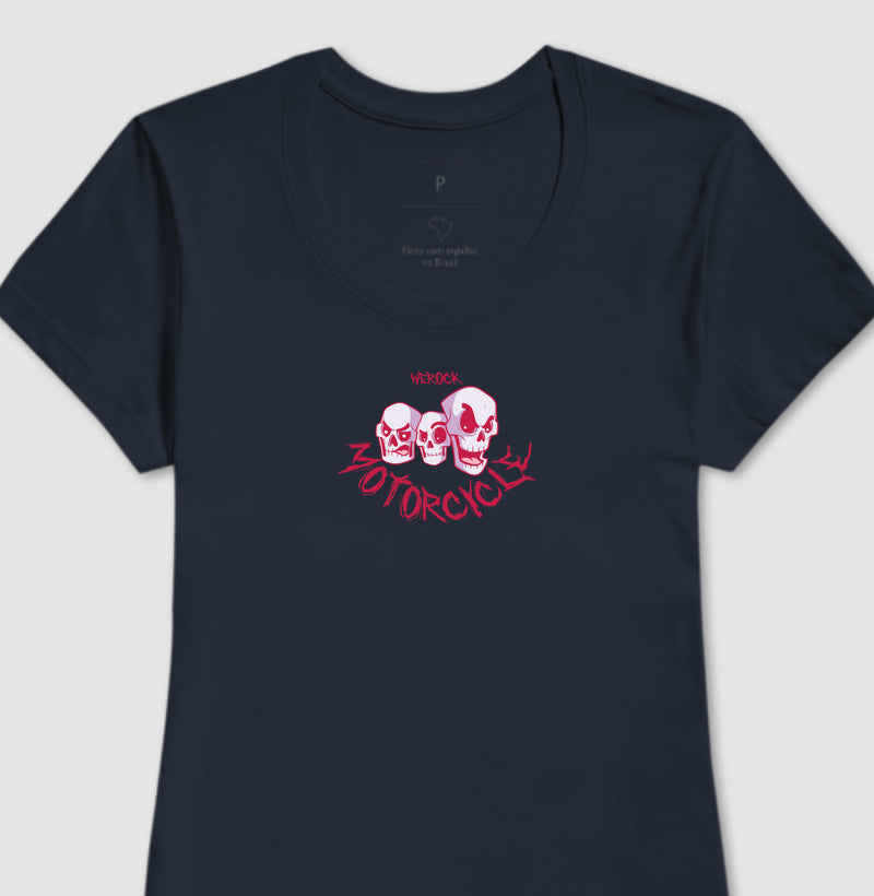 camiseta werock motorcycle skulls feminina