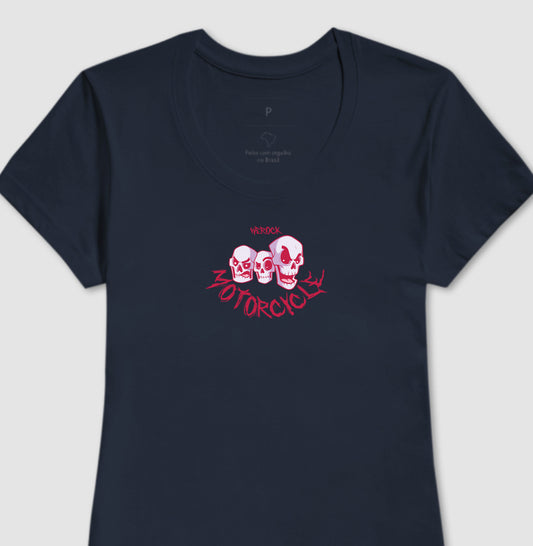 camiseta werock motorcycle skulls feminina