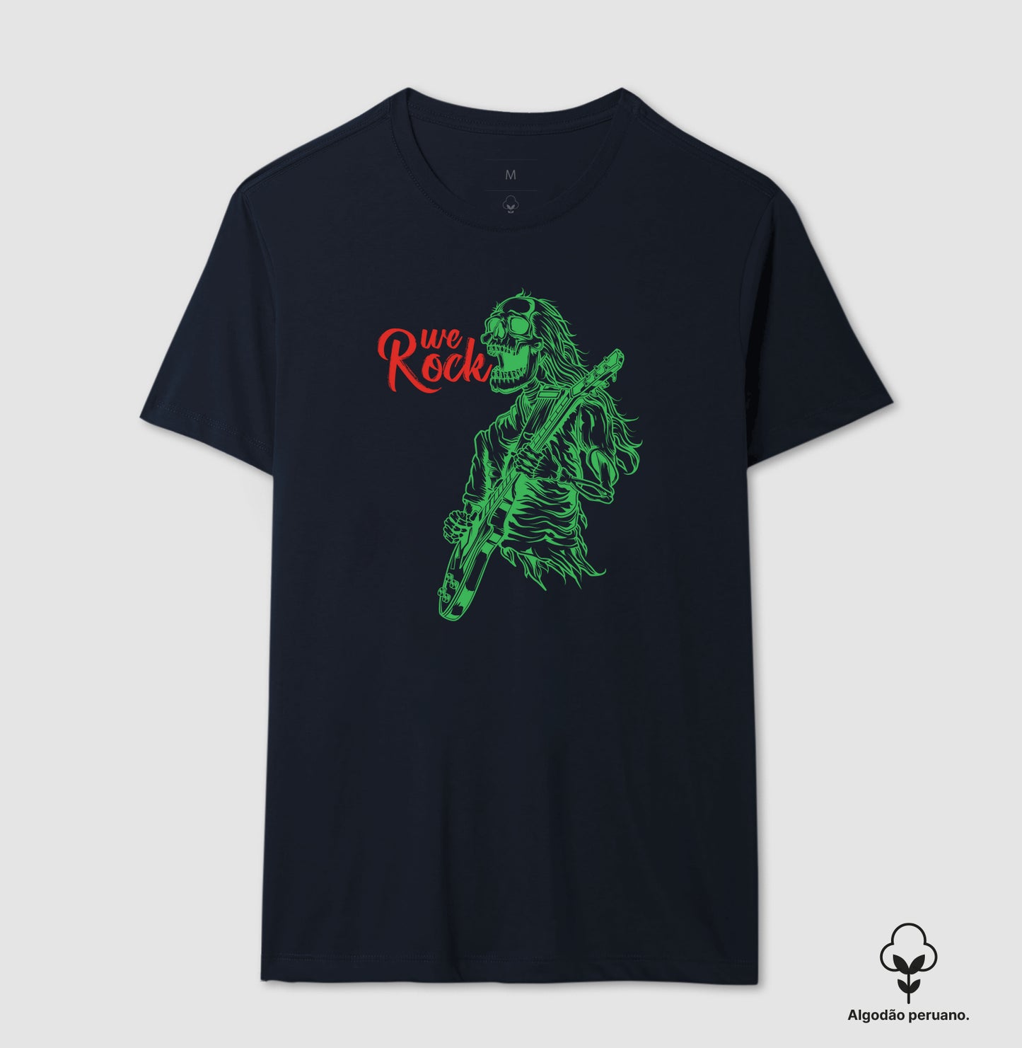 camiseta algodão peruano werock rock skull masculina