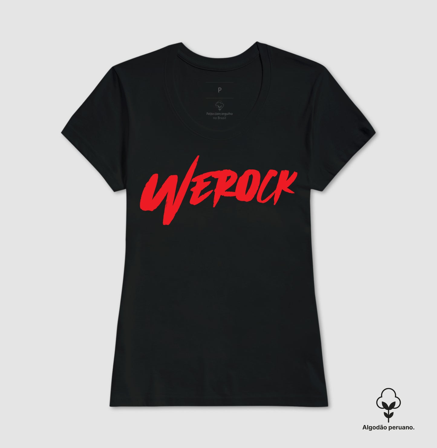 camiseta algodão peruano werock logow feminina