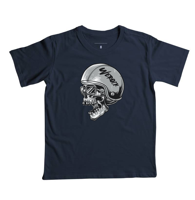 camiseta infantil werock motorcycle helmet skull