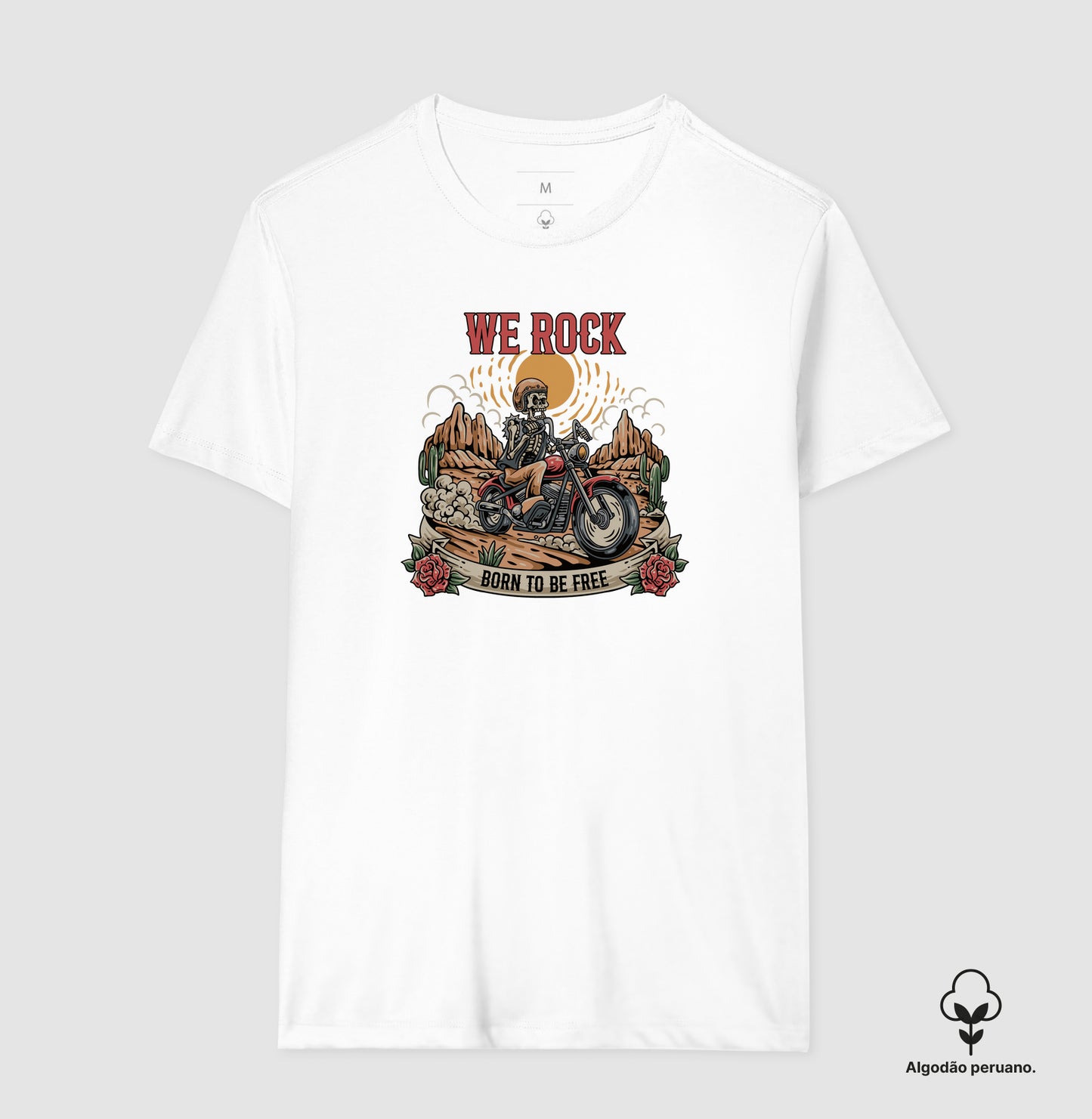 camiseta algodão peruano werock born motorcycle masculina