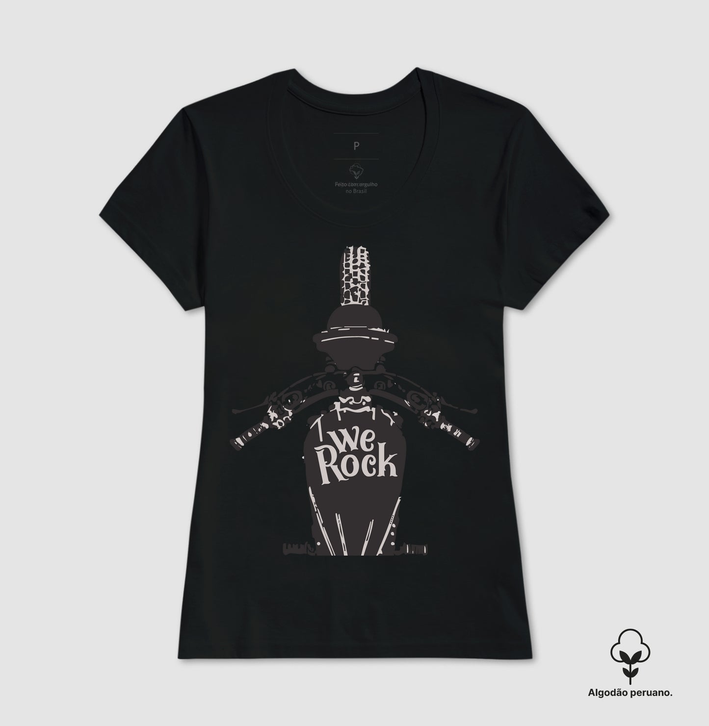 camiseta algodão peruano werock motorcycle driving feminina