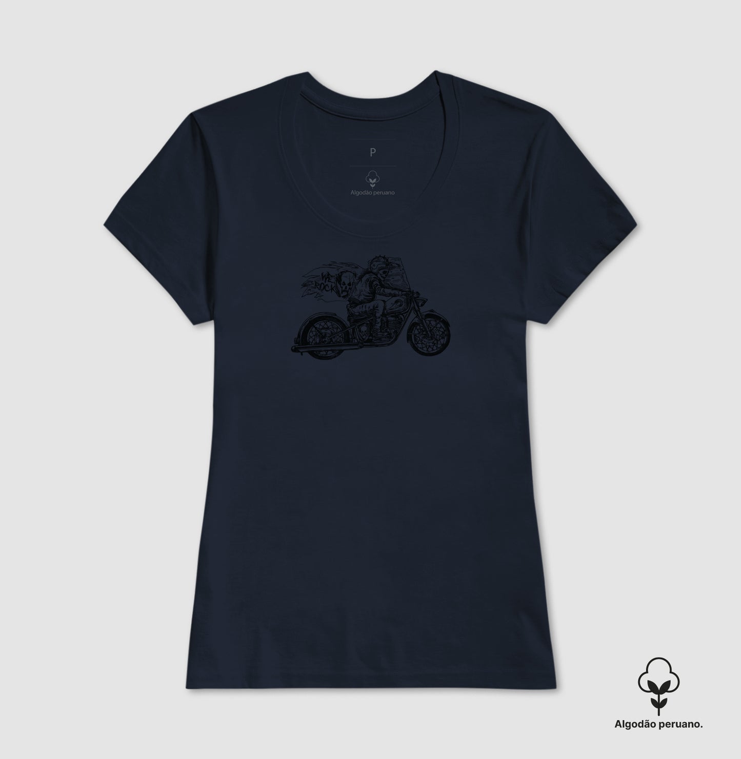 camiseta algodão peruano werock motorcycle ghost feminina