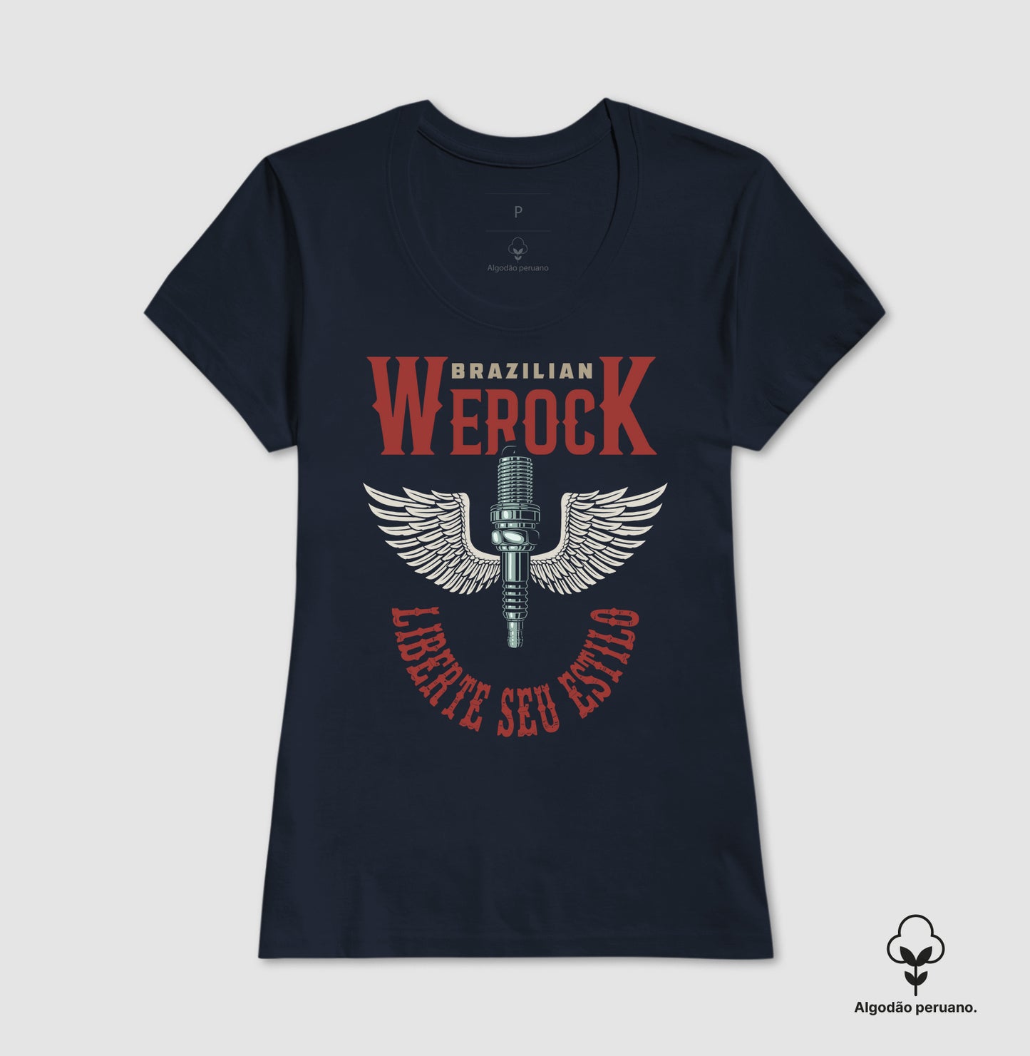 camiseta algodão peruano werock motorcycle wings feminino