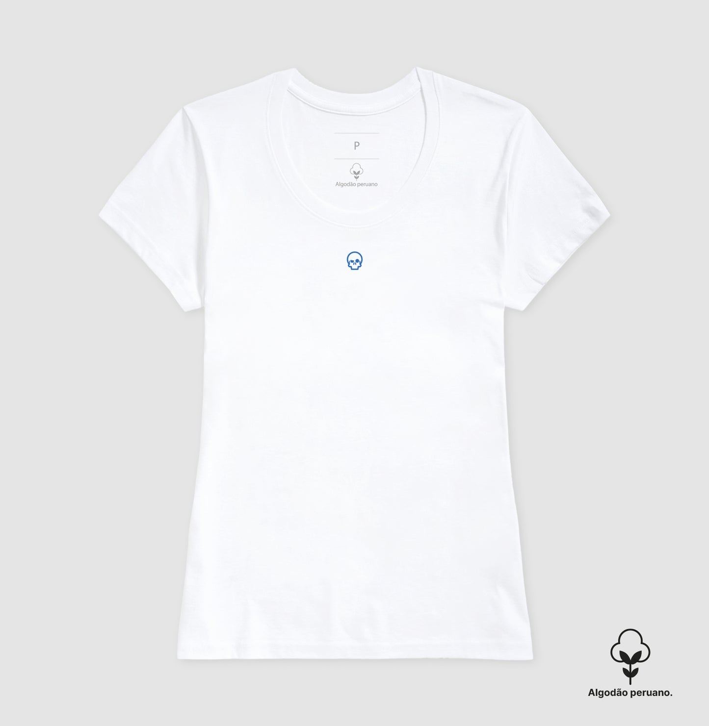 camiseta algodão peruano werock skull logo blue feminina