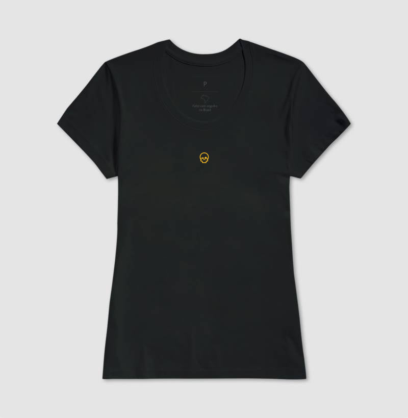 camiseta werock skull logo gold feminina