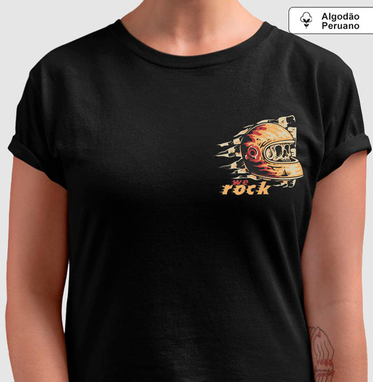 camiseta algodão peruano werock helmet racing feminina