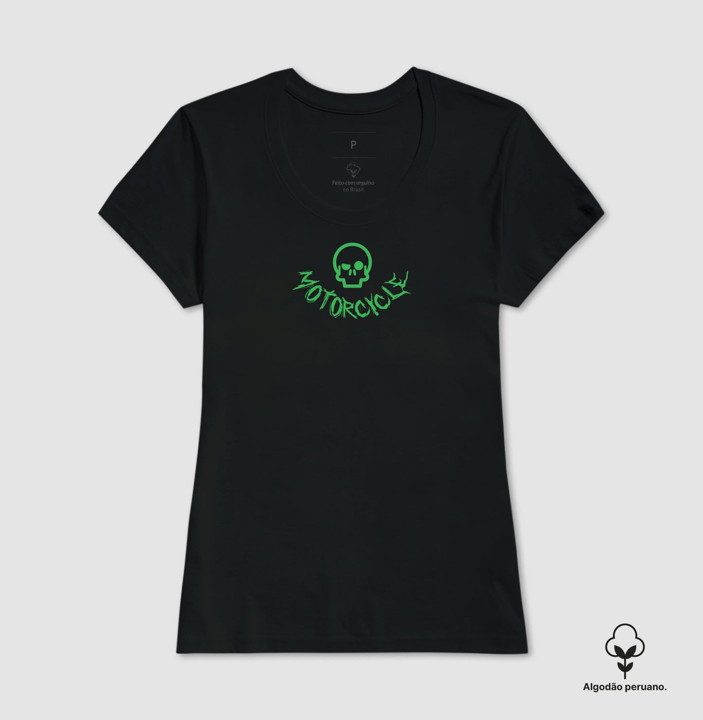 camiseta algodão peruano werock motorcycle logo feminina
