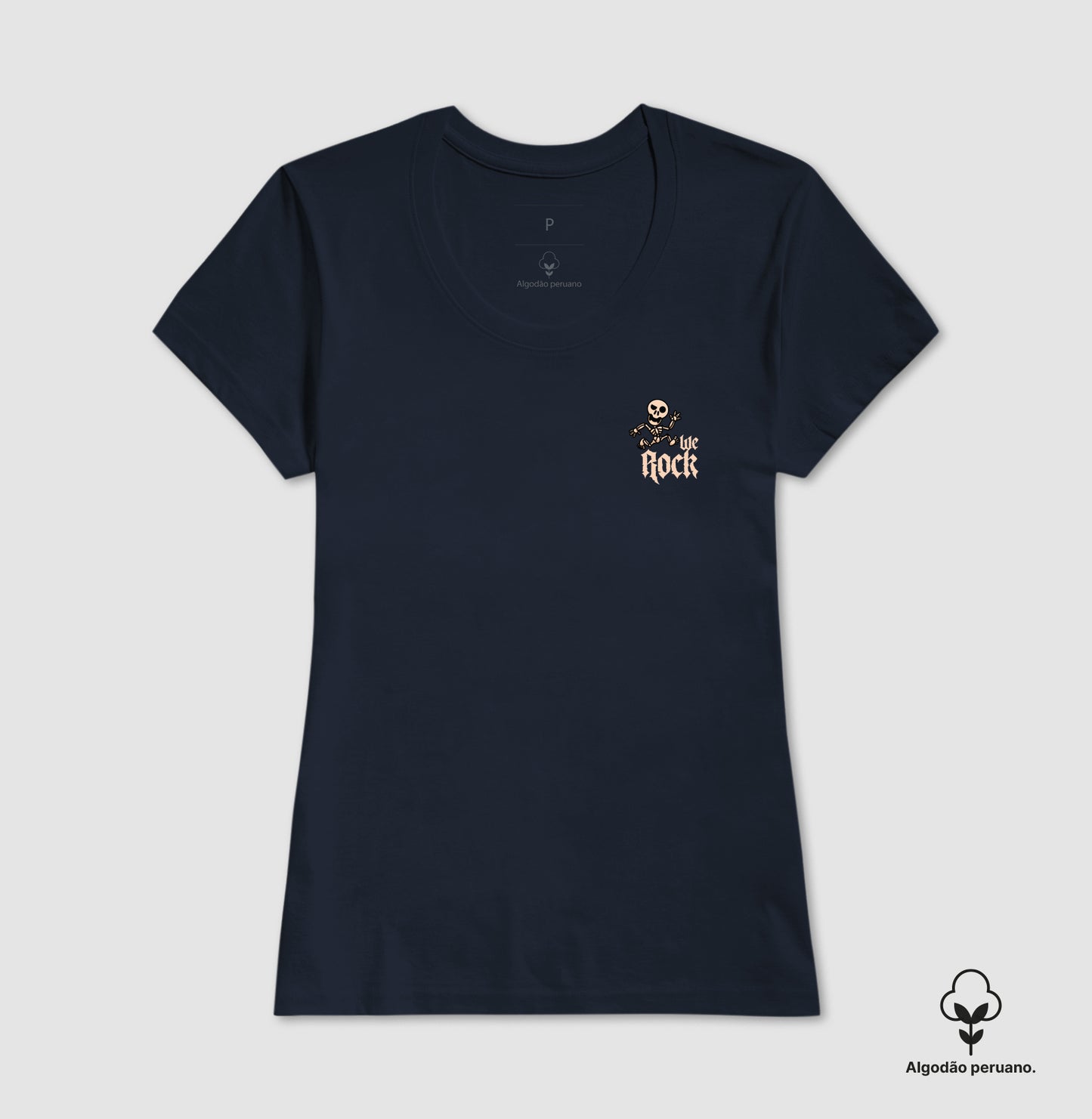 camiseta algodão peruano werock skeleton feminina