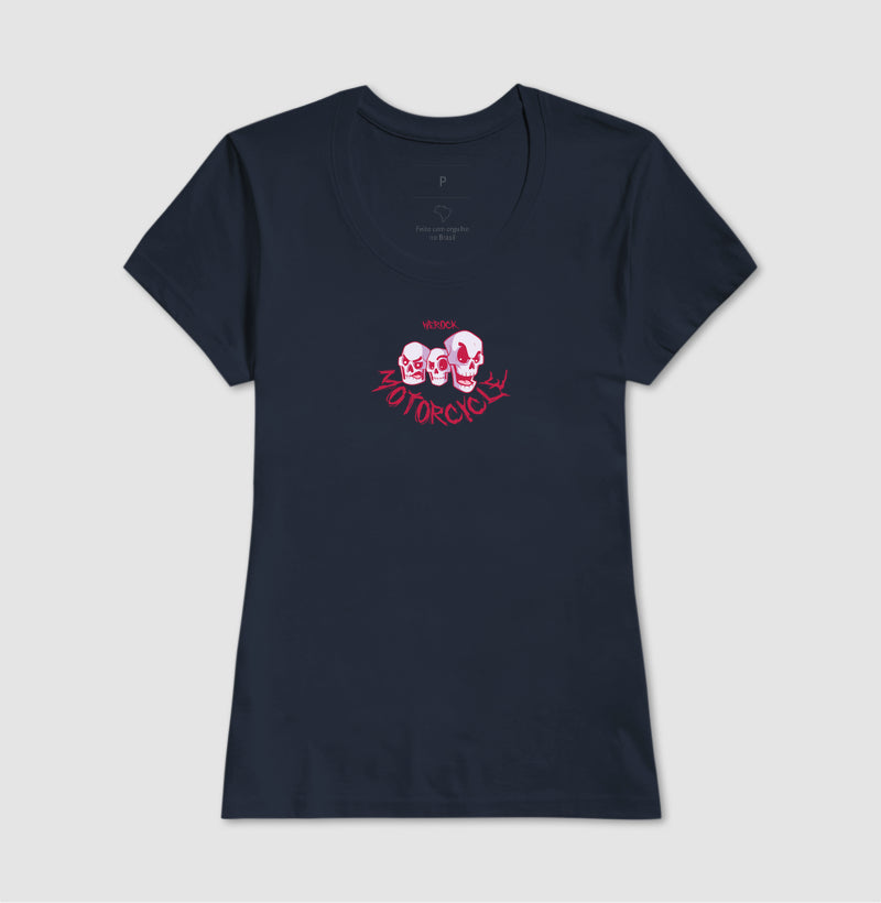 camiseta werock motorcycle skulls feminina
