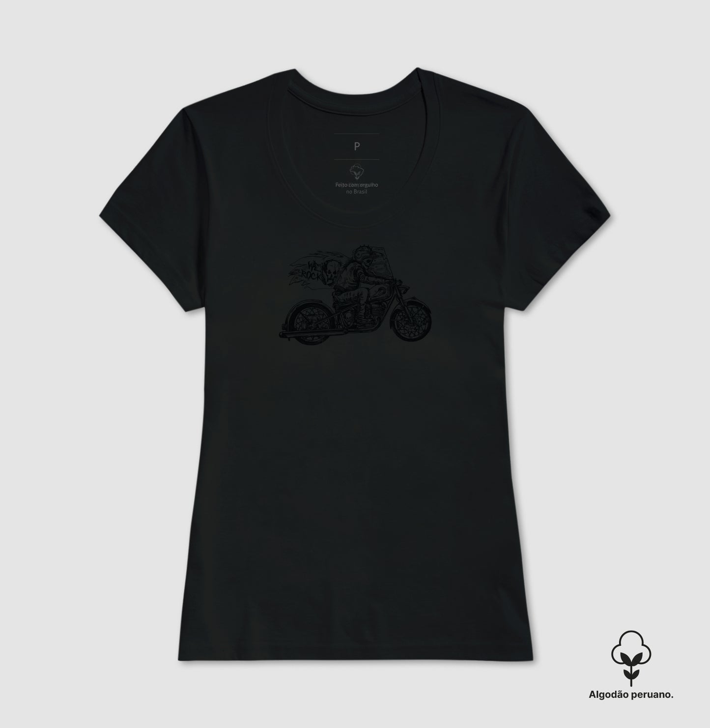 camiseta algodão peruano werock motorcycle ghost feminina