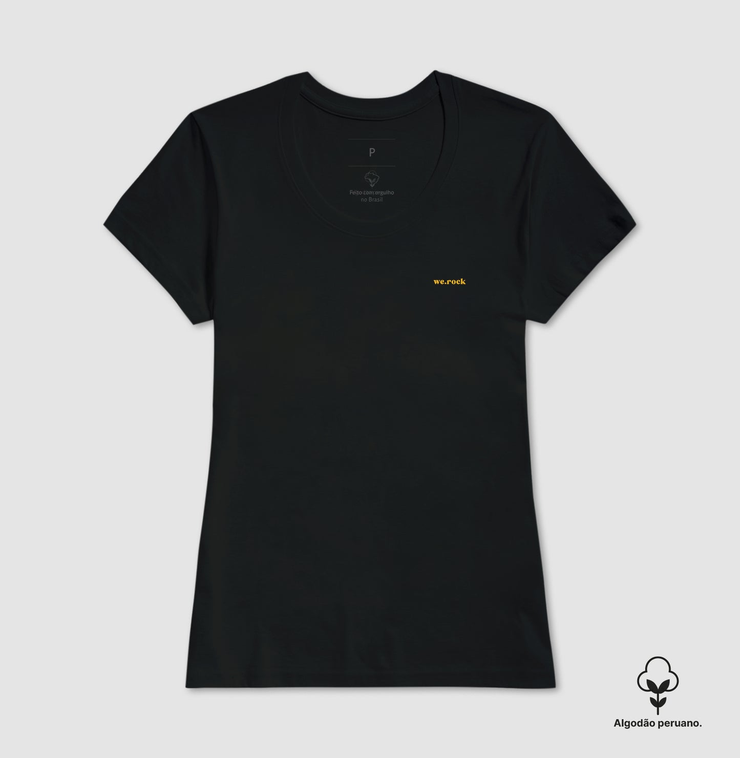 camiseta algodão peruano werock logo simple gold feminina