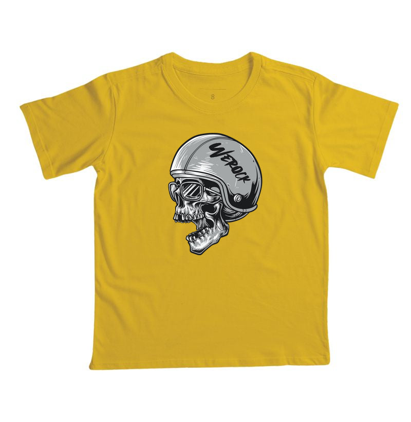 camiseta infantil werock motorcycle helmet skull
