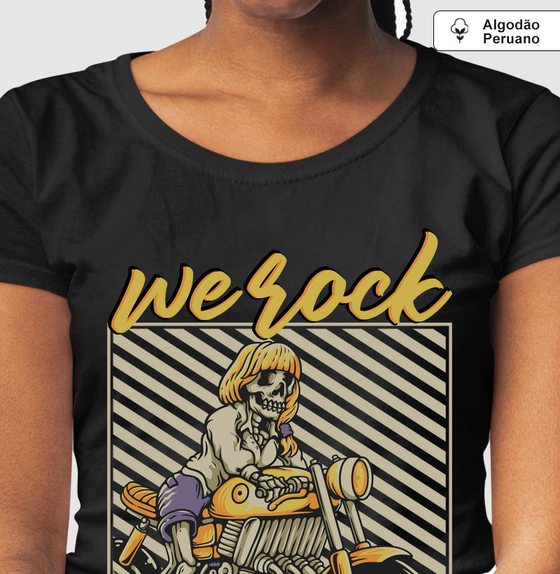camiseta algodão peruano werock girl motorcycle feminina