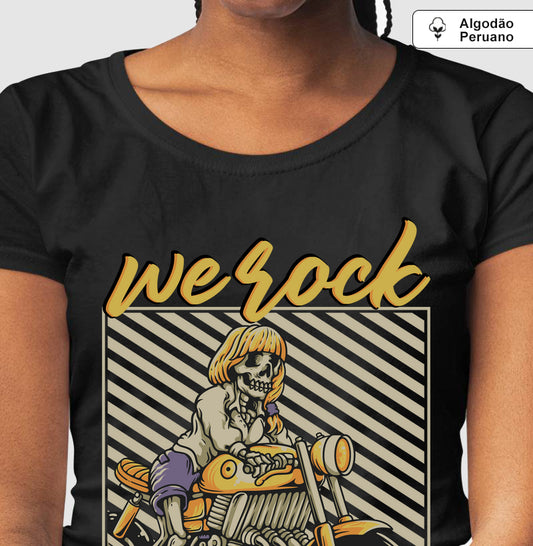 camiseta algodão peruano werock girl motorcycle feminina