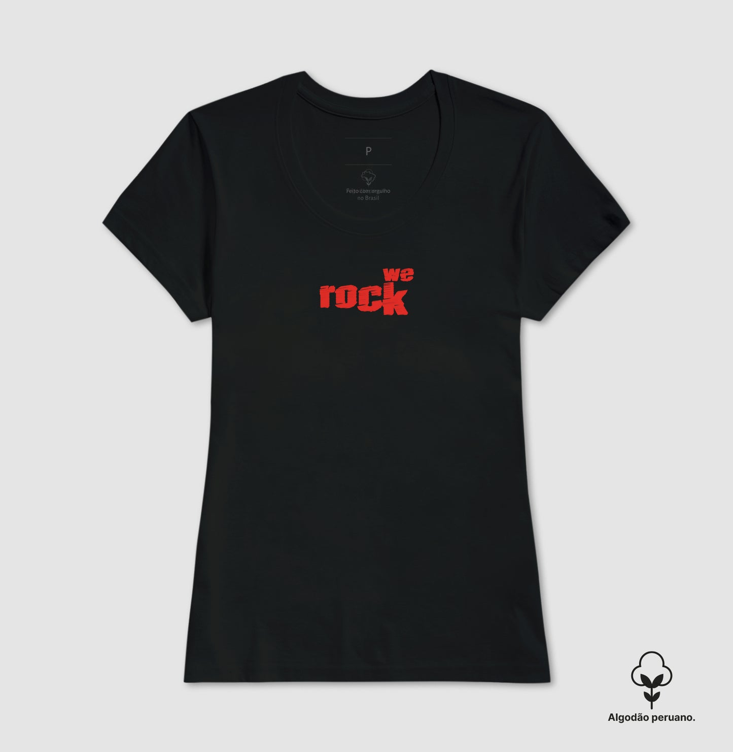 camiseta algodão peruano werock logo rock feminina