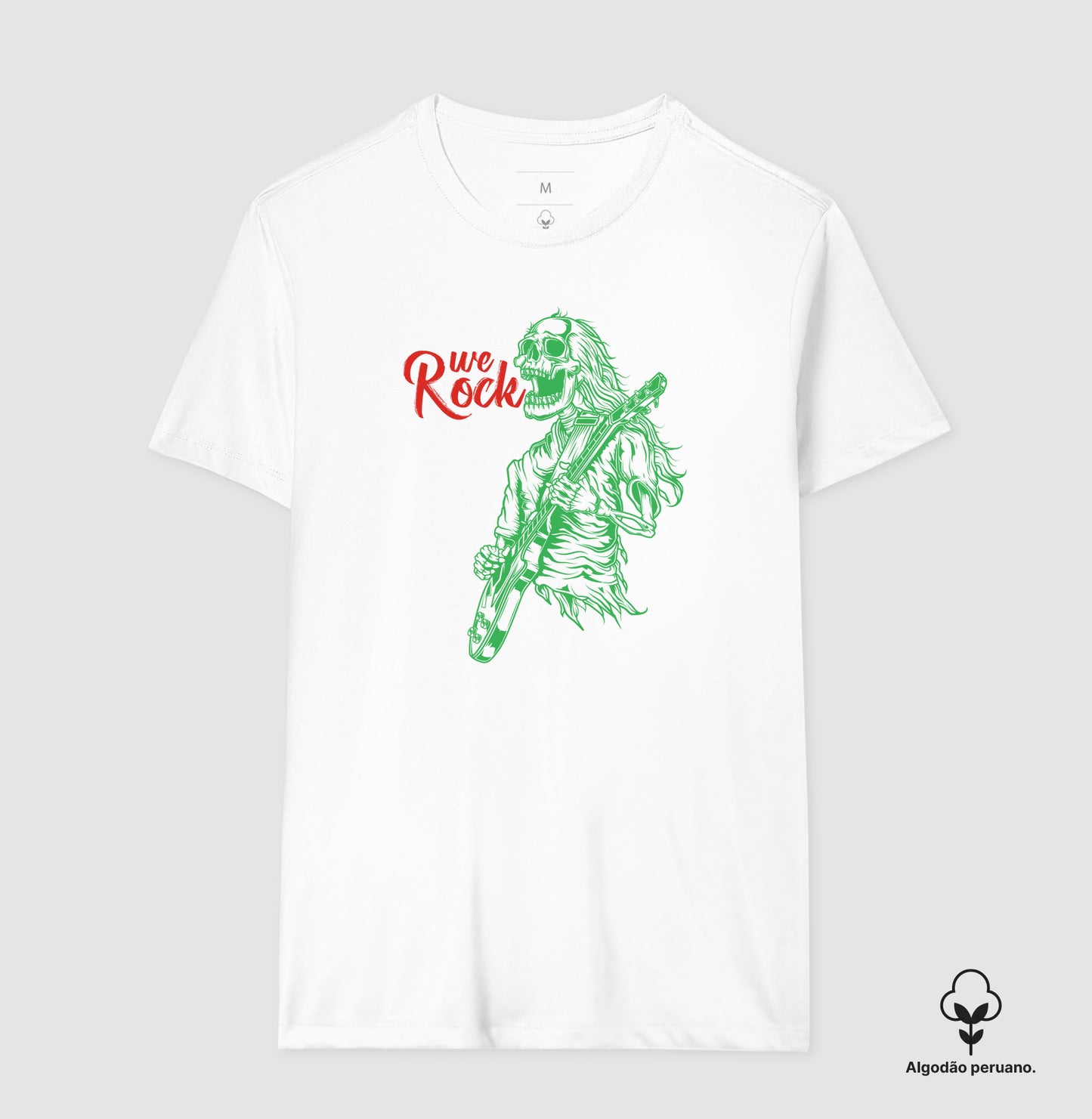 camiseta algodão peruano werock rock skull masculina