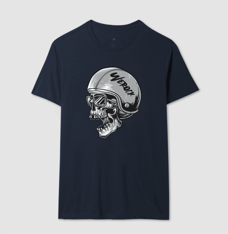camiseta werock motorcycle helmet skull masculina