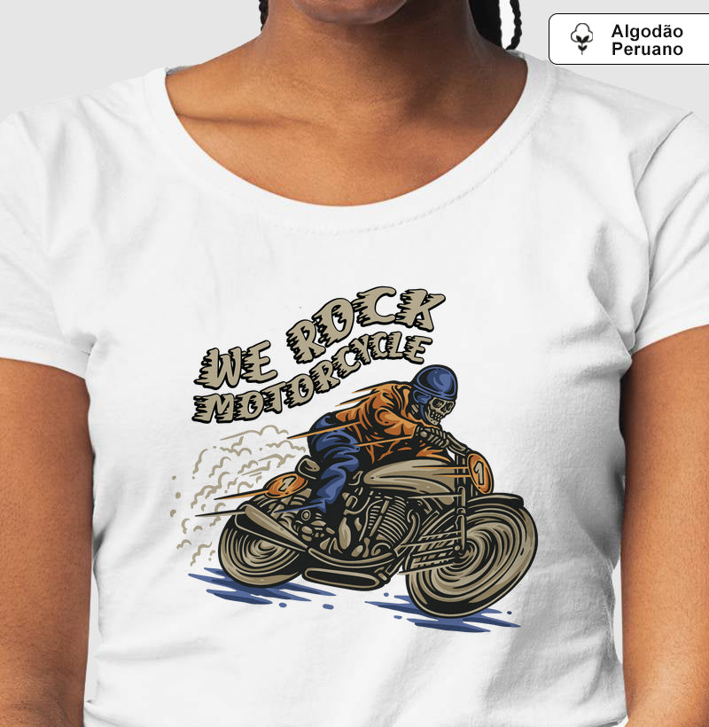 camiseta algodão peruano werock motorcycle feminina