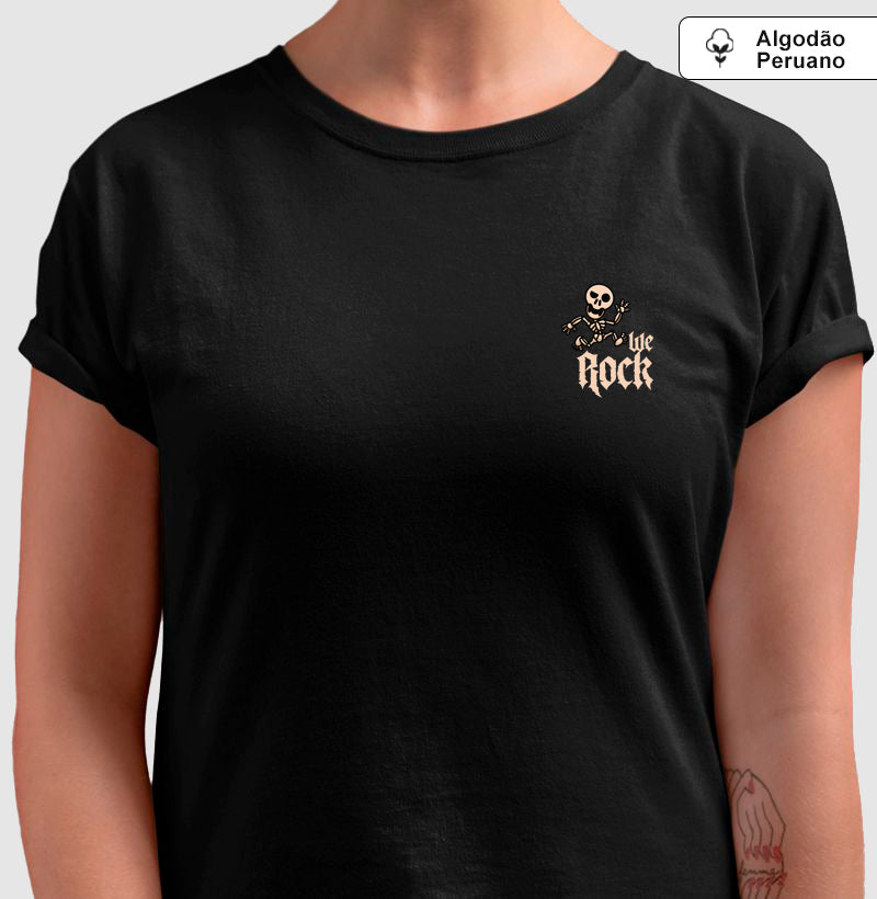 camiseta algodão peruano werock skeleton feminina
