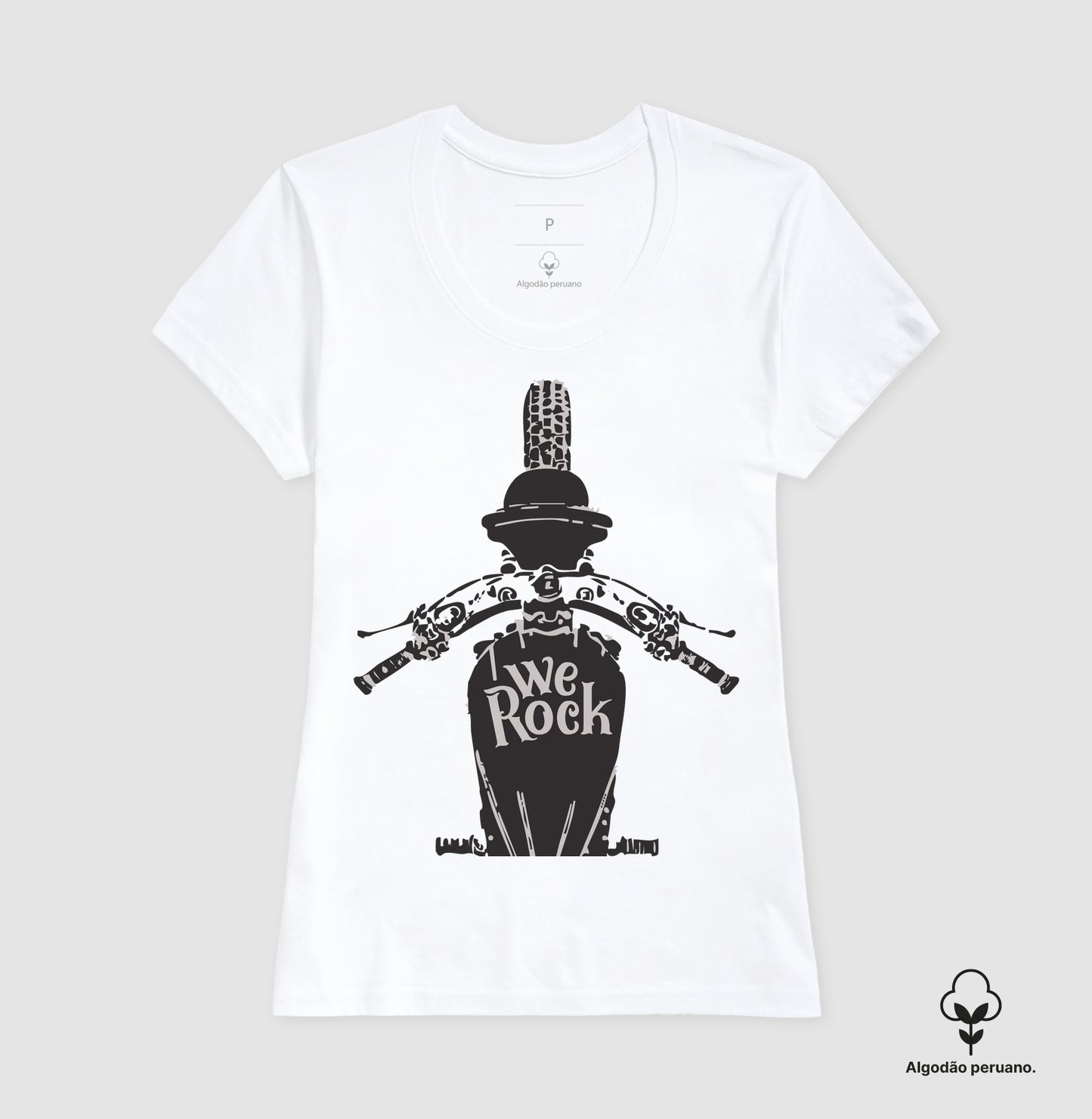 camiseta algodão peruano werock motorcycle driving feminina