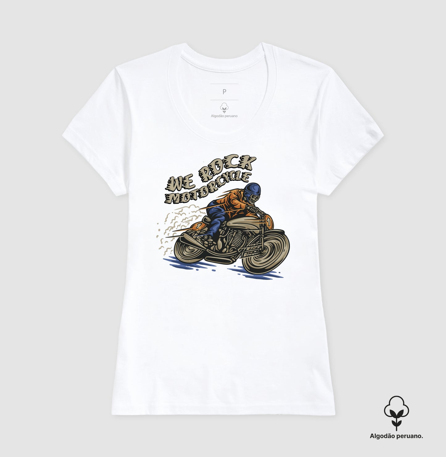 camiseta algodão peruano werock motorcycle feminina