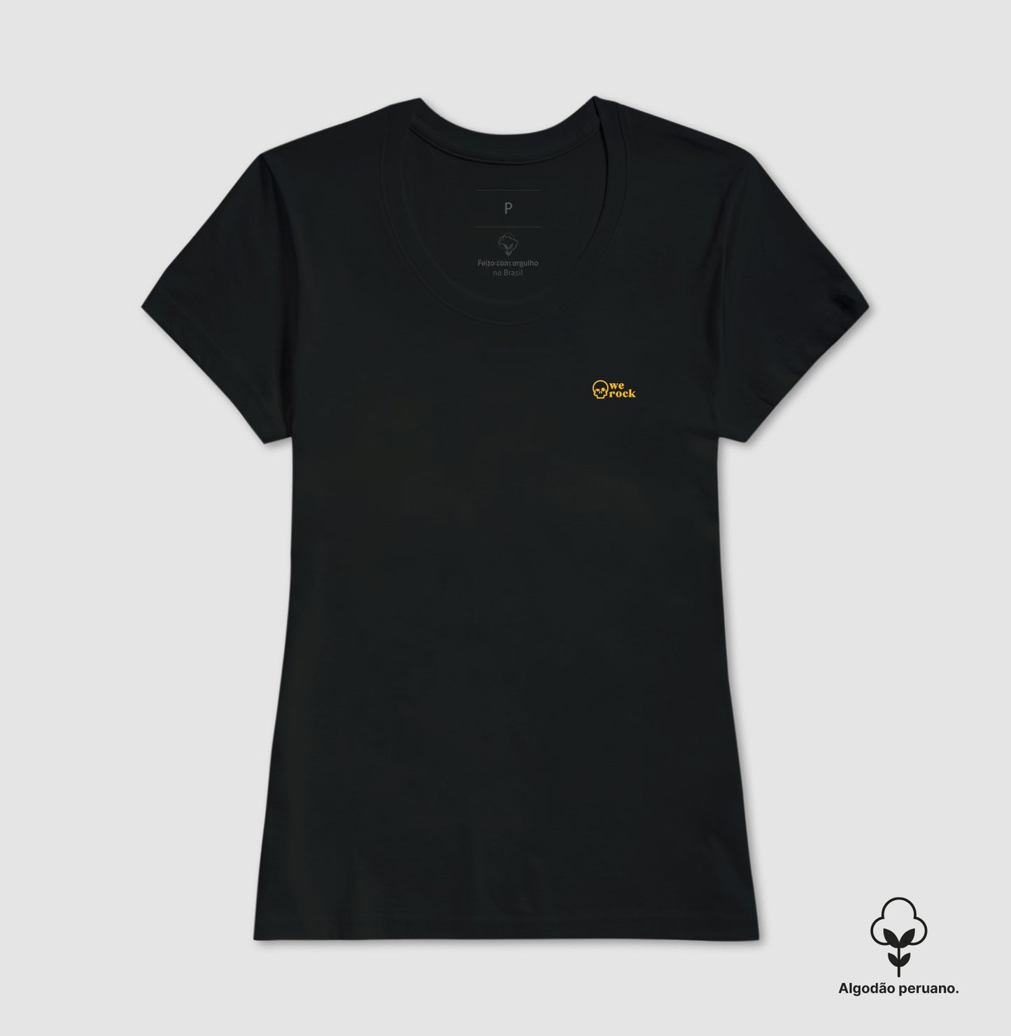 camiseta algodão peruano werock skull gold feminina