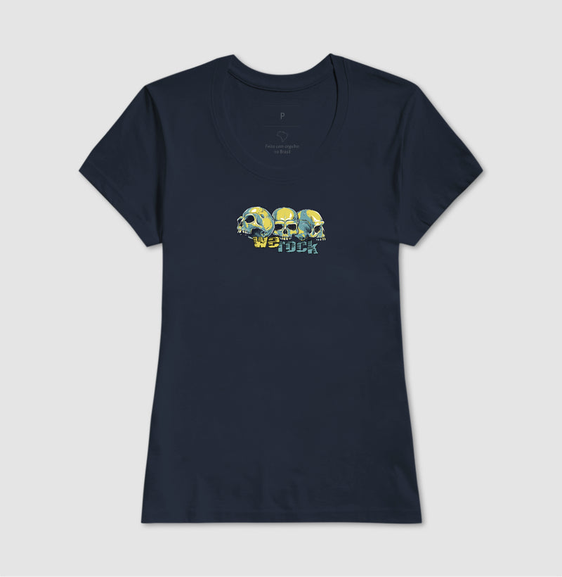 camiseta werock face skulls feminina