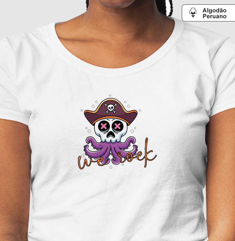 camiseta algodão peruano werock squid feminina