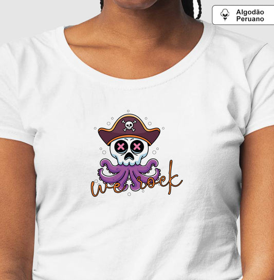 camiseta algodão peruano werock squid feminina