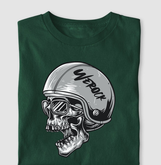 camiseta werock motorcycle helmet skull masculina