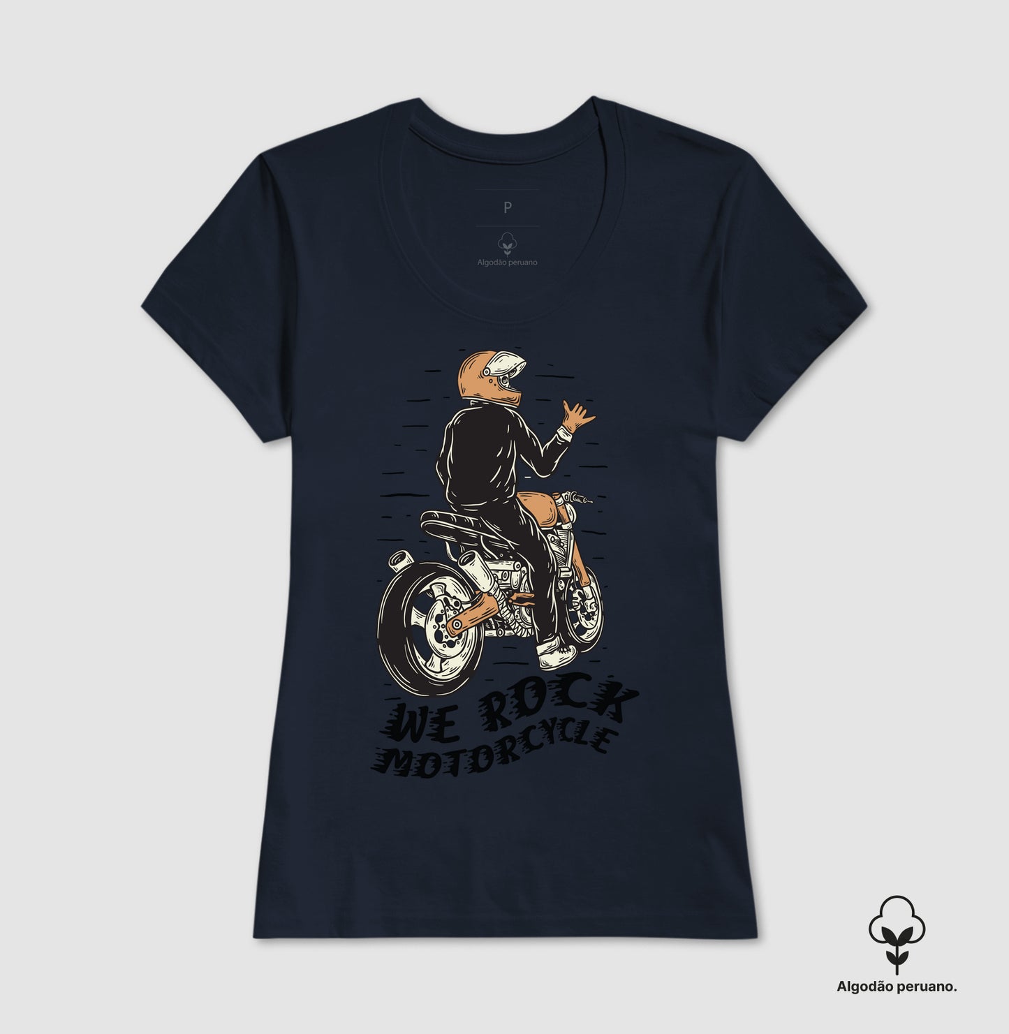 camiseta algodão peruano werock motorcycle hang loose